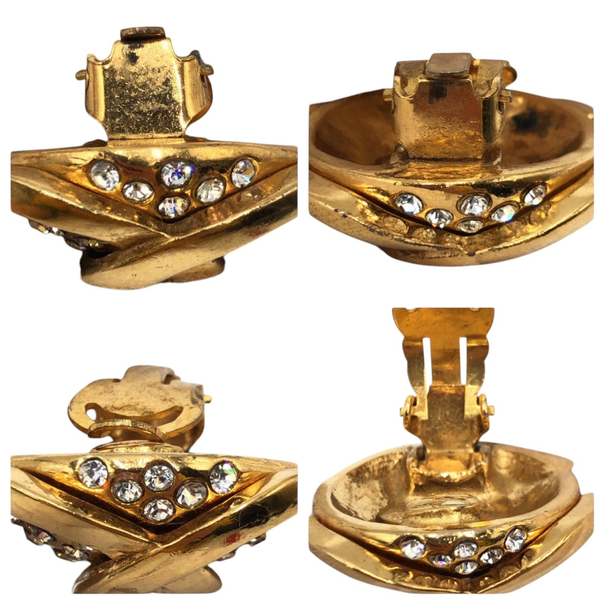 17247
CHANEL シャネル ヴィンテージ ココマーク ゴールド メタル / ラインストーン イヤリング  レディース ABP52