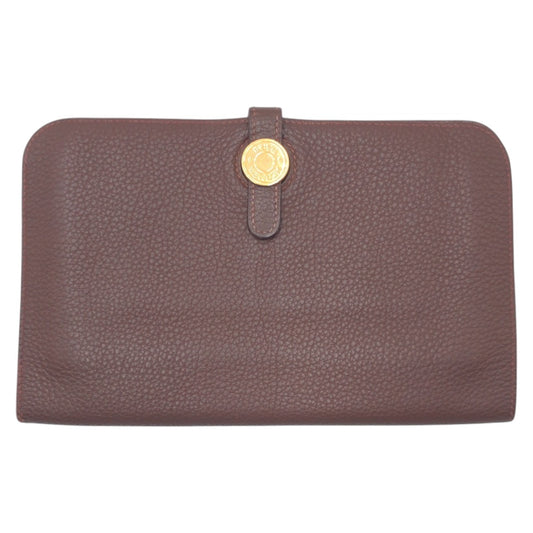 17248
HERMES エルメス ドゴンM ブラウン ゴールド金具 トゴ 長財布 ロングウォレット 男女兼用 □A刻印  レディース ABP55