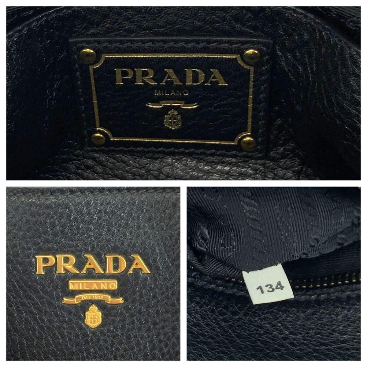 17249
PRADA プラダ ヴィッテロ ダイノ ロゴ ブラック 黒 ゴールド金具 レザー BN2794 トートバッグ ハンドバッグ ショルダーバッグ  レディース A73