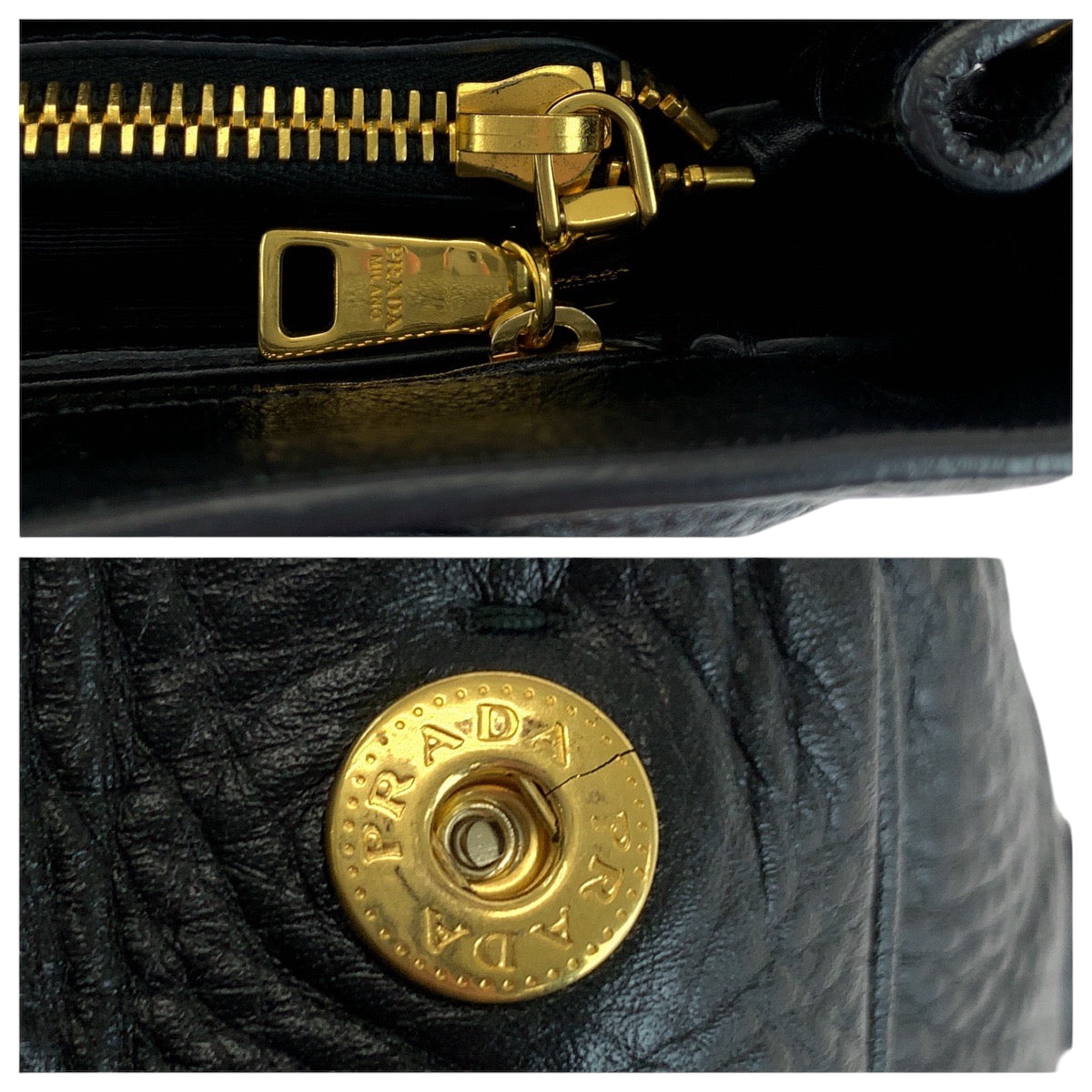 17249
PRADA プラダ ヴィッテロ ダイノ ロゴ ブラック 黒 ゴールド金具 レザー BN2794 トートバッグ ハンドバッグ ショルダーバッグ  レディース A73
