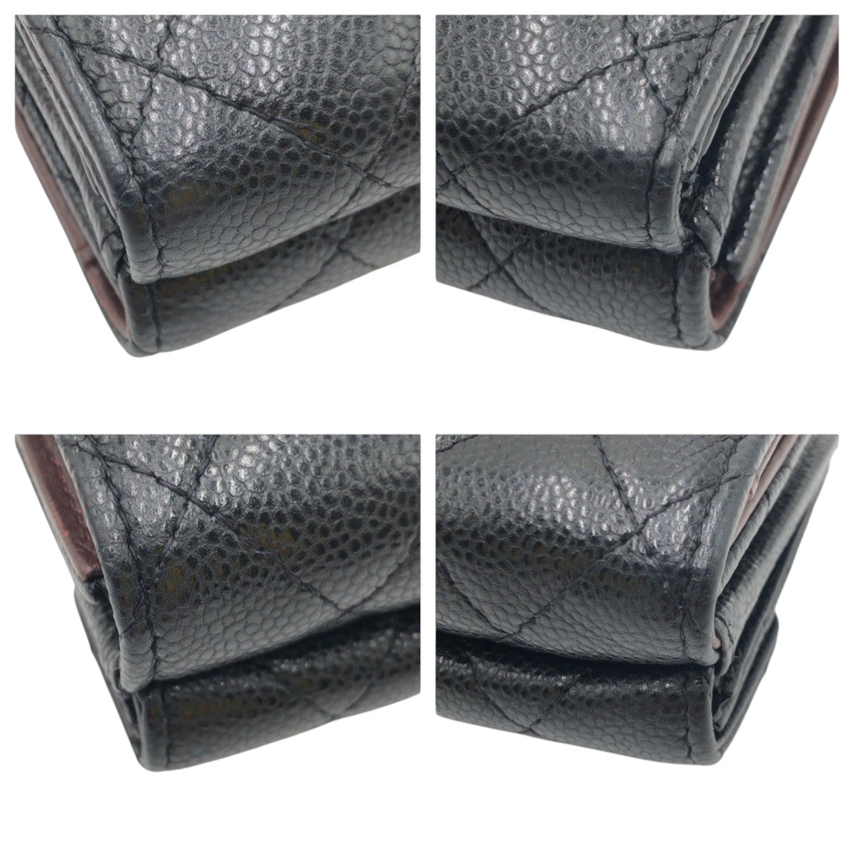 17251
CHANEL シャネル マトラッセ ココマーク ブラック 黒 レザー 三つ折り財布 折財布 コンパクトウォレット レディース A72