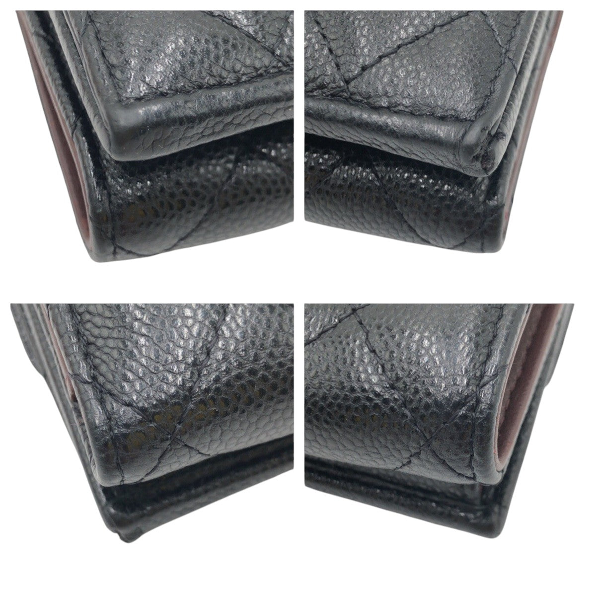 17251
CHANEL シャネル マトラッセ ココマーク ブラック 黒 レザー 三つ折り財布 折財布 コンパクトウォレット レディース A72