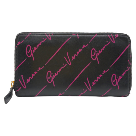 17252
VERSACE ヴェルサーチ ブラック ピンク レザー 長財布 ロングウォレット レディース ABP32