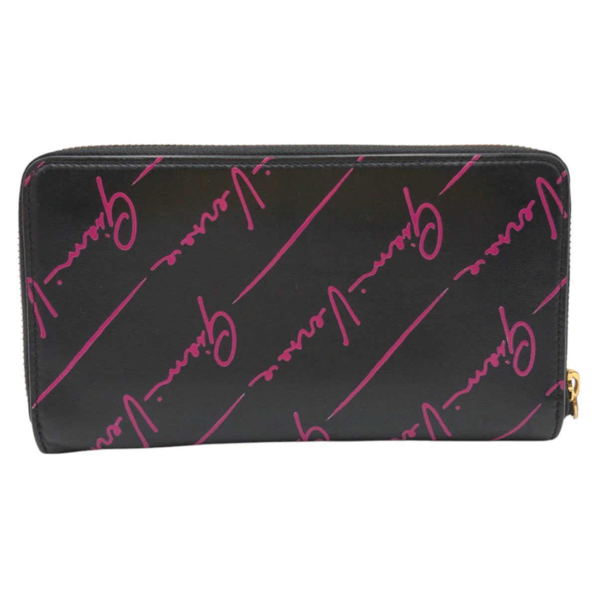 17252
VERSACE ヴェルサーチ ブラック ピンク レザー 長財布 ロングウォレット  レディース ABP32