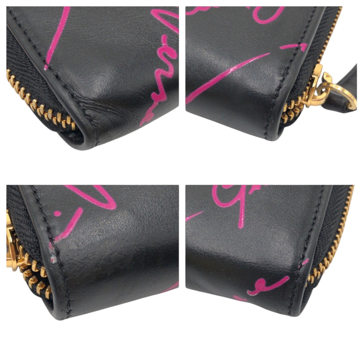 17252
VERSACE ヴェルサーチ ブラック ピンク レザー 長財布 ロングウォレット レディース ABP32