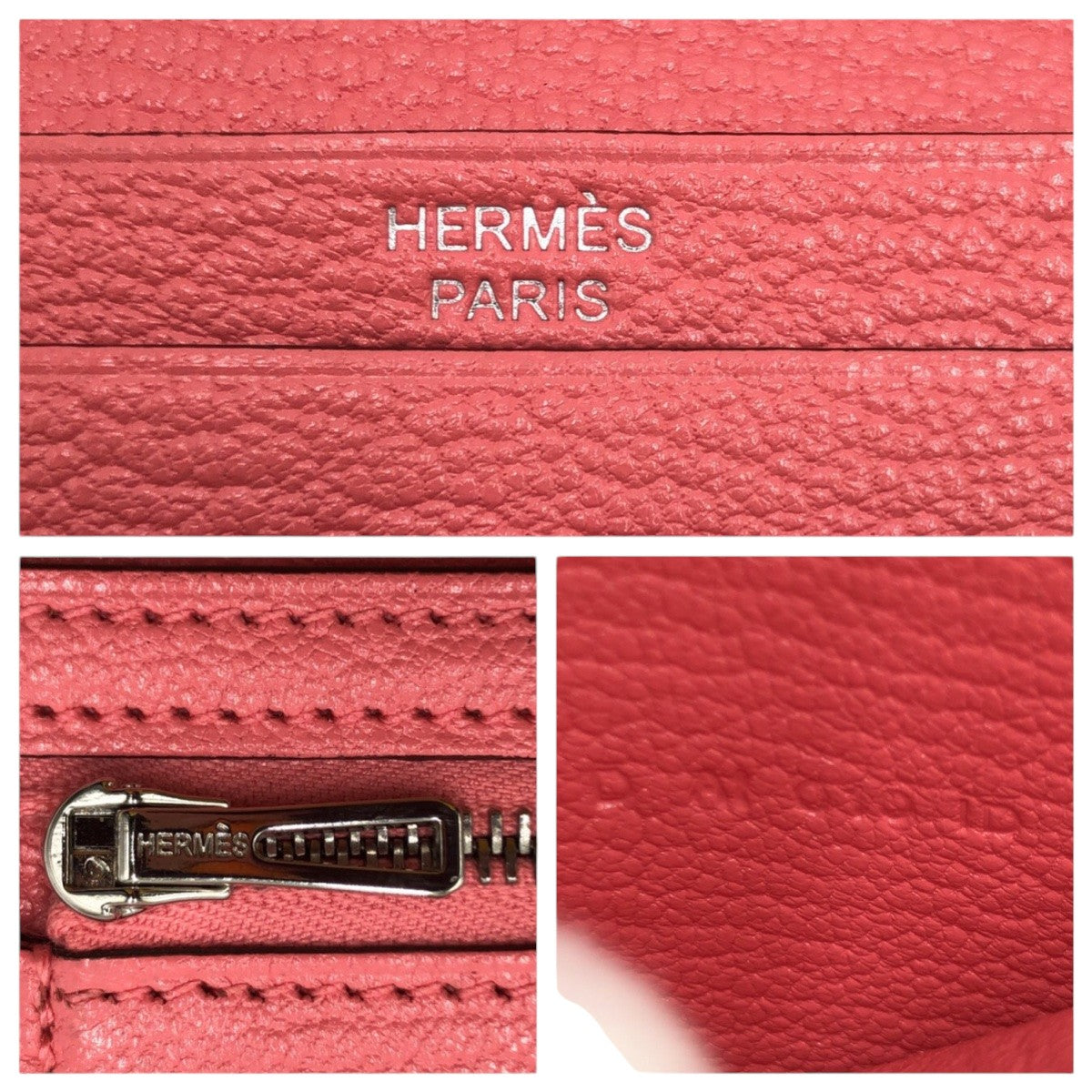 17255
HERMES エルメス べアンミニ ピンク ローズアザレ シルバー金具 シェーブル 二つ折り財布 折財布 コンパクトウォレット  D刻印  レディース A100