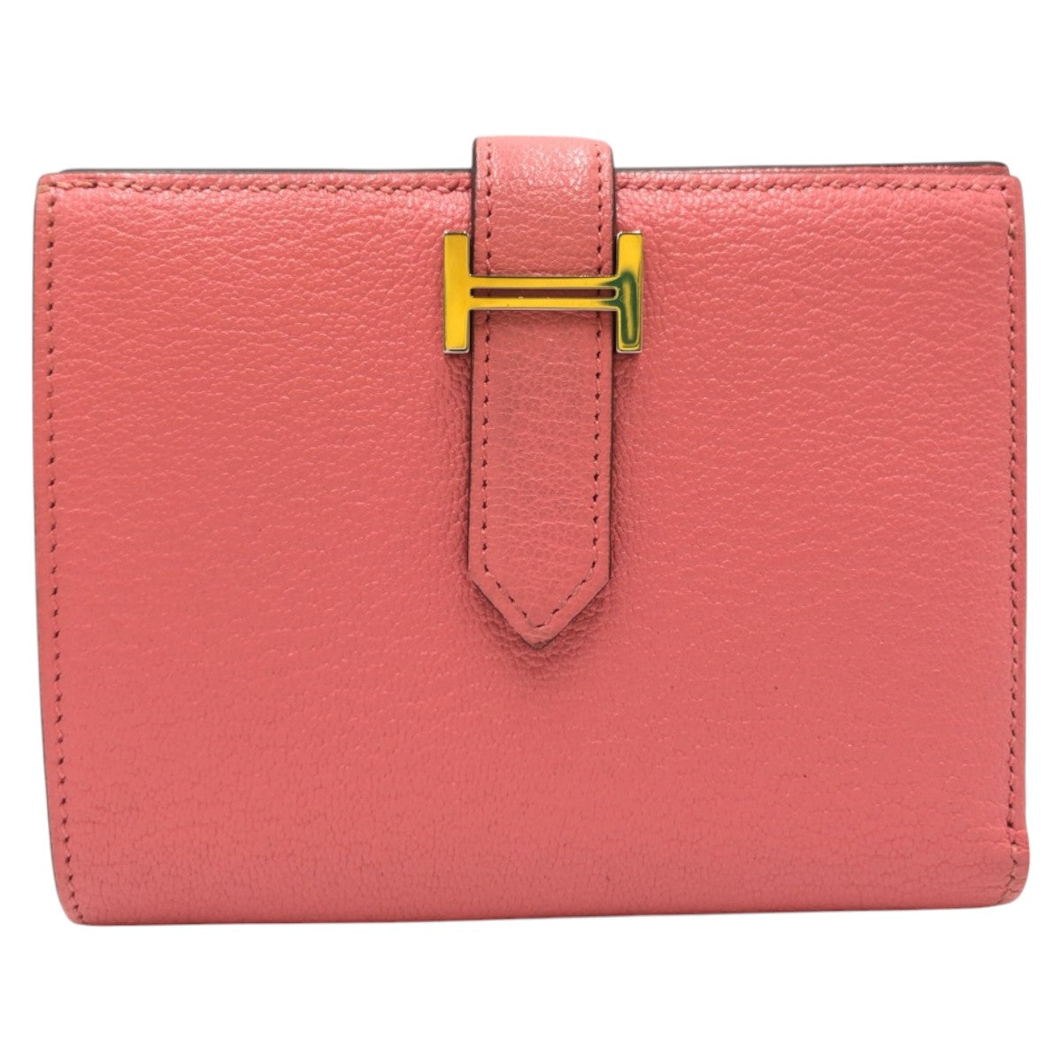 17255
HERMES エルメス べアンミニ ピンク ローズアザレ シルバー金具 シェーブル 二つ折り財布 折財布 コンパクトウォレット  D刻印  レディース A100