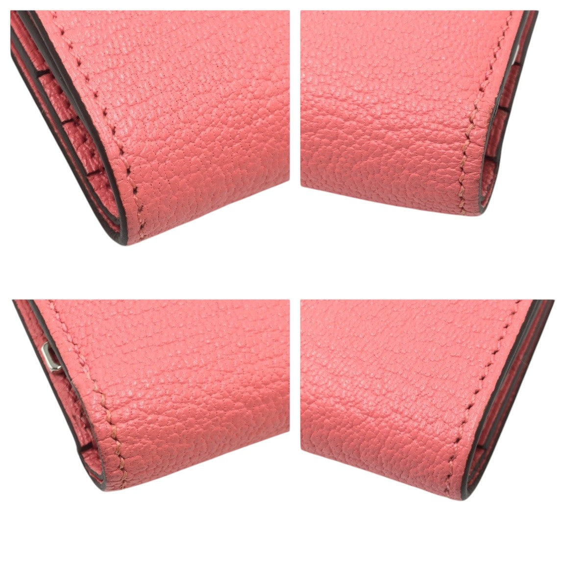17255
HERMES エルメス べアンミニ ピンク ローズアザレ シルバー金具 シェーブル 二つ折り財布 折財布 コンパクトウォレット  D刻印  レディース A100