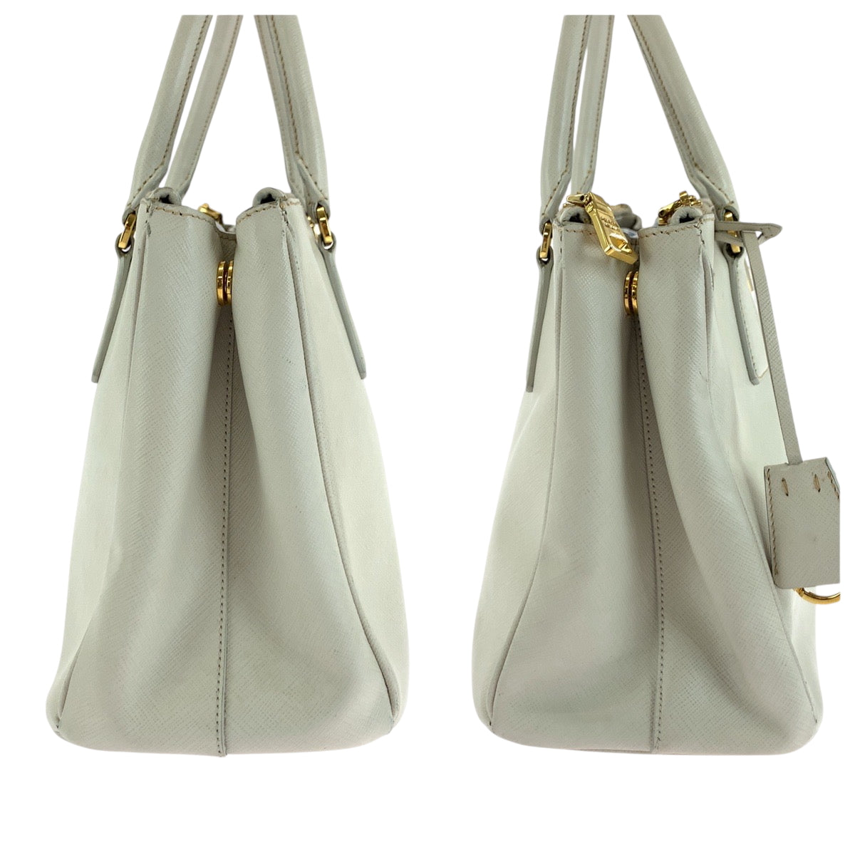 17260
PRADA プラダ サフィアーノ ガレリア 三角ロゴプレート ホワイト ゴールド金具 レザー BN2863 トートバッグ ショルダーバッグ ハンドバッグ 2way  レディース ABP56