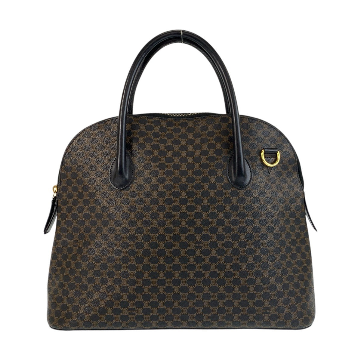 17261
CELINE セリーヌ ヴィンテージ マカダム ブラウン ブラック 黒 ゴールド金具 PVC / レザー MC96 ハンドバッグ  レディース ABP43