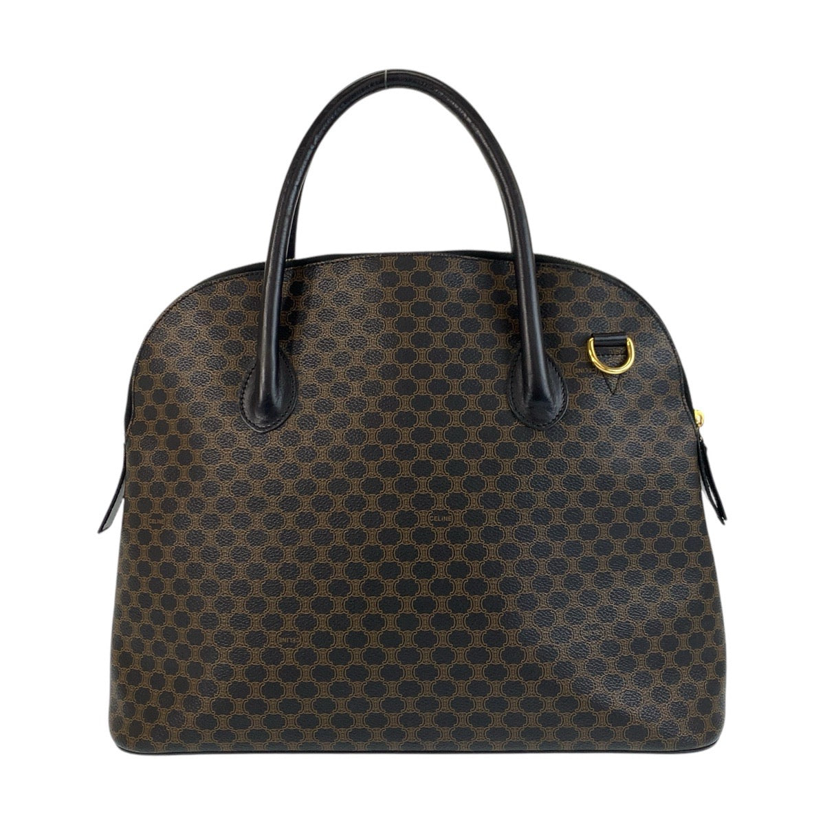 17261
CELINE セリーヌ ヴィンテージ マカダム ブラウン ブラック 黒 ゴールド金具 PVC / レザー MC96 ハンドバッグ  レディース ABP43