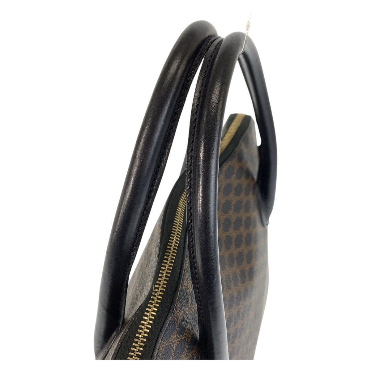 17261
CELINE セリーヌ ヴィンテージ マカダム ブラウン ブラック 黒 ゴールド金具 PVC / レザー MC96 ハンドバッグ  レディース ABP43