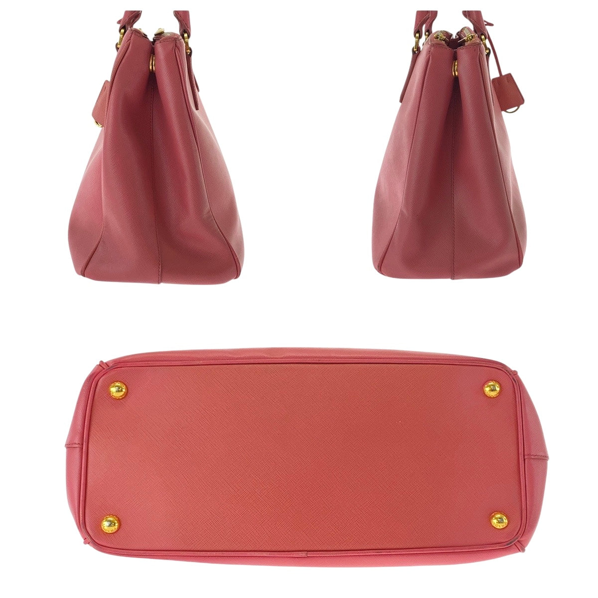 17262
PRADA Saffiano Pink Gold Hardware Leather Tote Bag Handbag Shoulder Bag 2WAY Ladies AB65