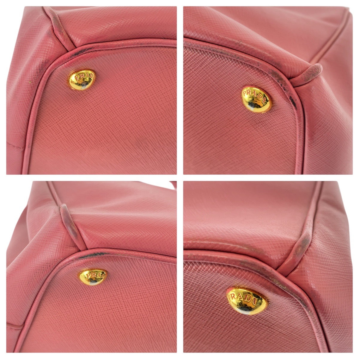 17262
PRADA Saffiano Pink Gold Hardware Leather Tote Bag Handbag Shoulder Bag 2WAY Ladies AB65