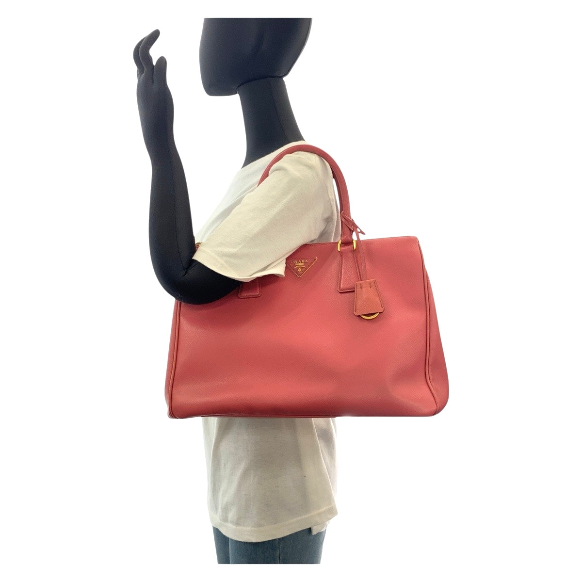 17262
PRADA Saffiano Pink Gold Hardware Leather Tote Bag Handbag Shoulder Bag 2WAY Ladies AB65