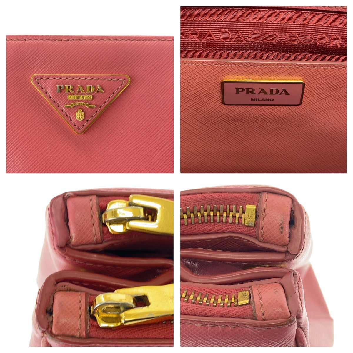 17262
PRADA Saffiano Pink Gold Hardware Leather Tote Bag Handbag Shoulder Bag 2WAY Ladies AB65