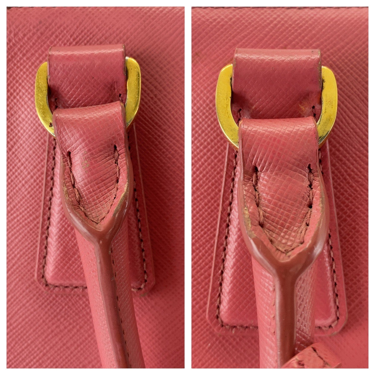 17262
PRADA Saffiano Pink Gold Hardware Leather Tote Bag Handbag Shoulder Bag 2WAY Ladies AB65