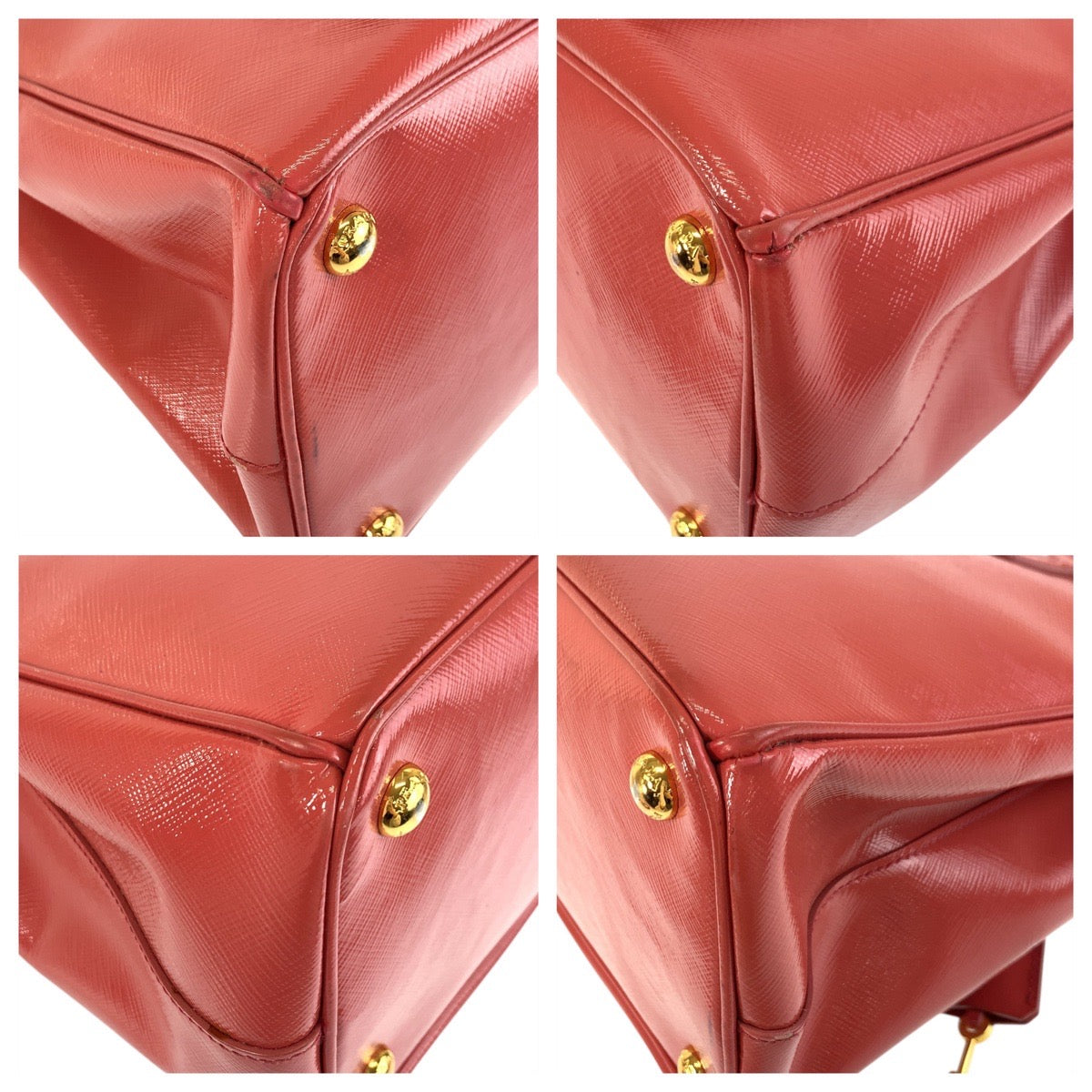 17263
PRADA プラダ サフィアーノ ピンク ゴールド金具 レザー ハンドバッグ トートバッグ ショルダーバッグ 2way レディース AB63