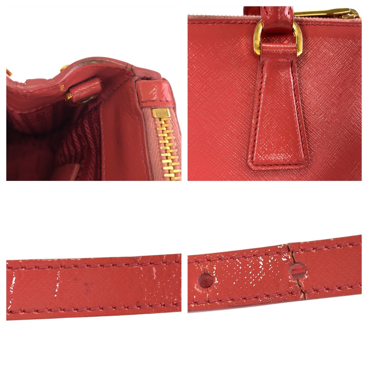 17263
PRADA プラダ サフィアーノ ピンク ゴールド金具 レザー ハンドバッグ トートバッグ ショルダーバッグ 2way レディース AB63