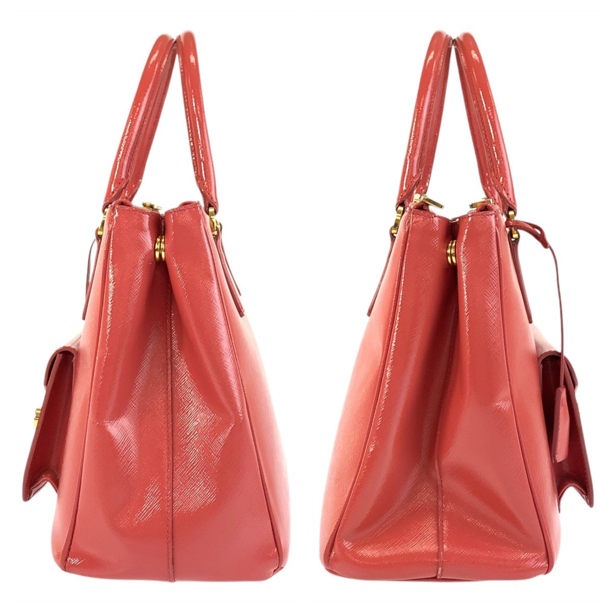 17263
PRADA プラダ サフィアーノ ピンク ゴールド金具 レザー ハンドバッグ トートバッグ ショルダーバッグ 2way レディース AB63