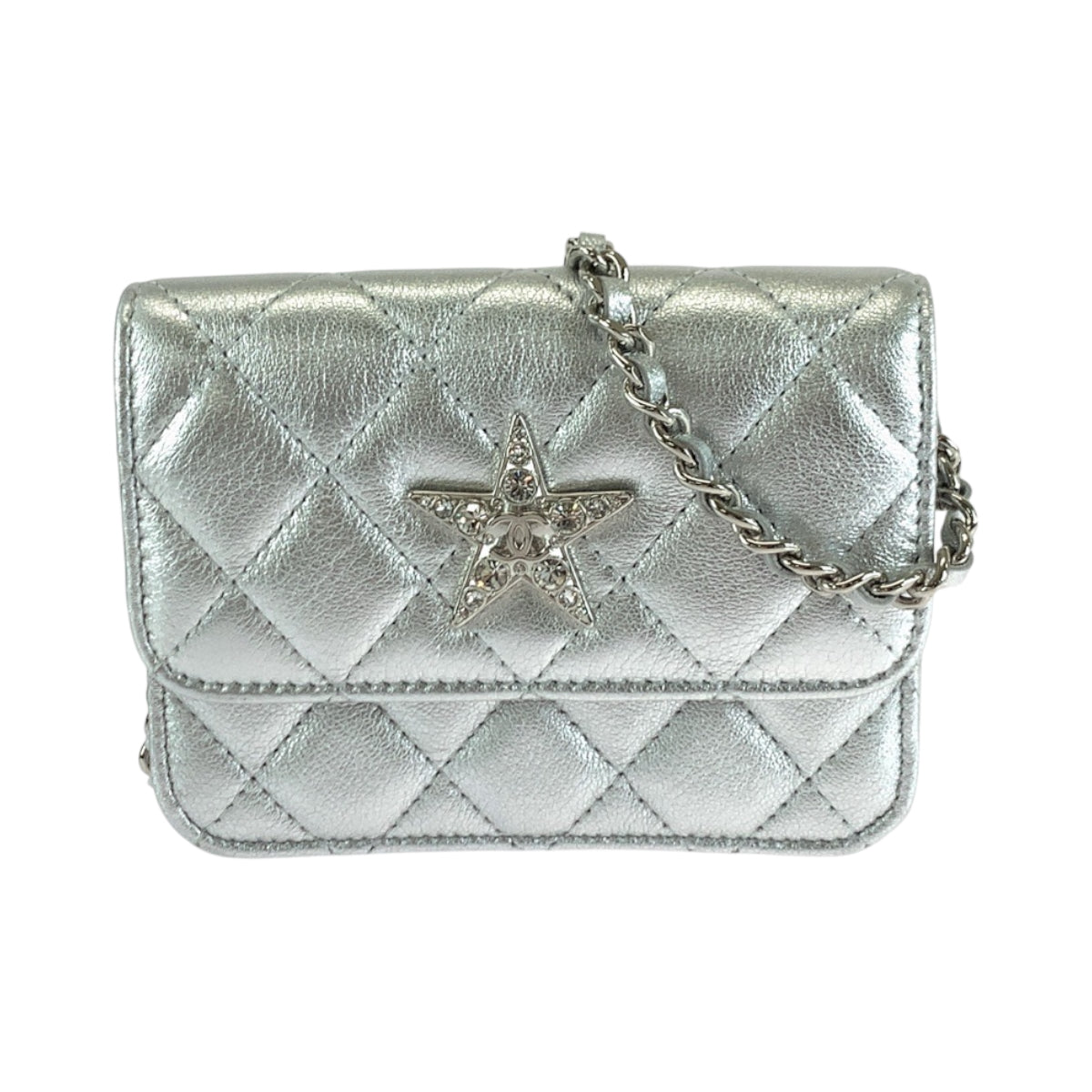 17264
CHANEL シャネル マトラッセ ココマーク スター シルバー シルバー金具 ラムスキン / ラインストーン チェーンショルダーバッグ レディース SA185