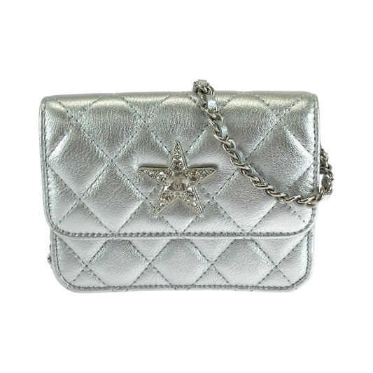 17264
CHANEL シャネル マトラッセ ココマーク スター シルバー シルバー金具 ラムスキン / ラインストーン チェーンショルダーバッグ レディース SA185