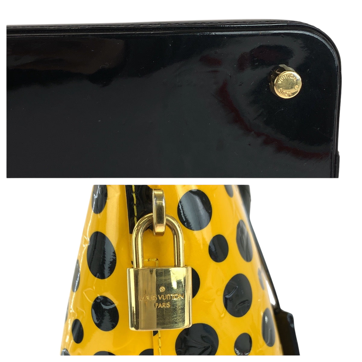 17265
LOUIS VUITTON ルイヴィトン ロックイットMM ジョーヌ イエロー ブラック ゴールド金具 パテントレザー M91398 ハンドバッグ  レディース A240