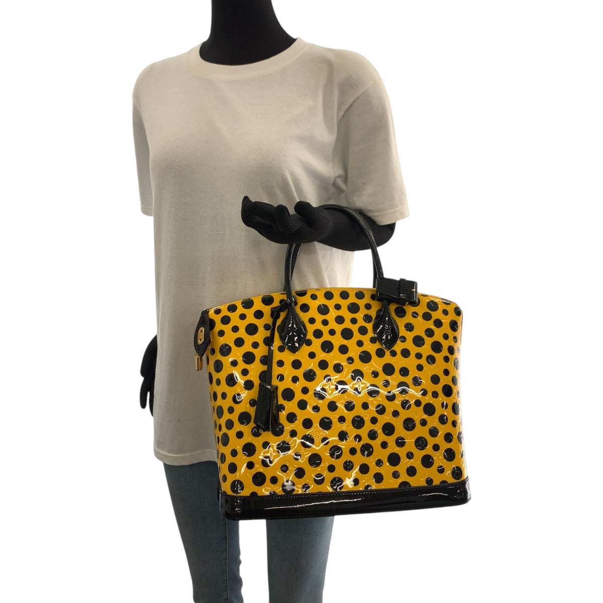 17265
LOUIS VUITTON ルイヴィトン ロックイットMM ジョーヌ イエロー ブラック ゴールド金具 パテントレザー M91398 ハンドバッグ  レディース A240