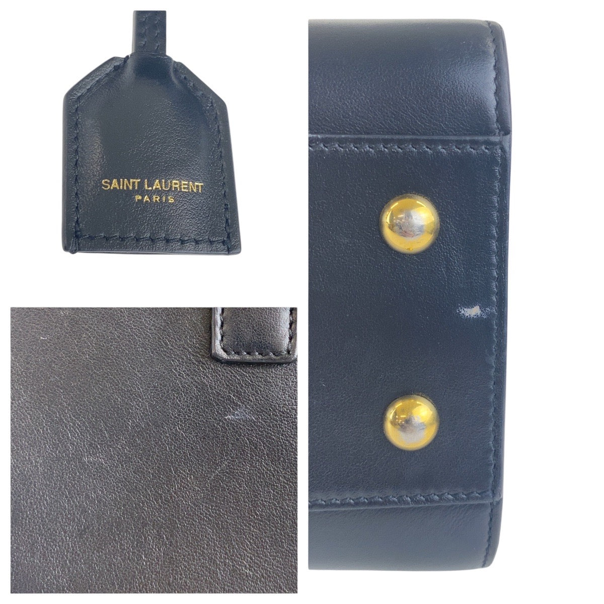 17267
YVES SAINT LAURENT イヴ サンローラン YSL カサンドラ ブラック 黒 ゴールド金具 レザー 568853 トートバッグ ハンドバッグ  レディース ABP78