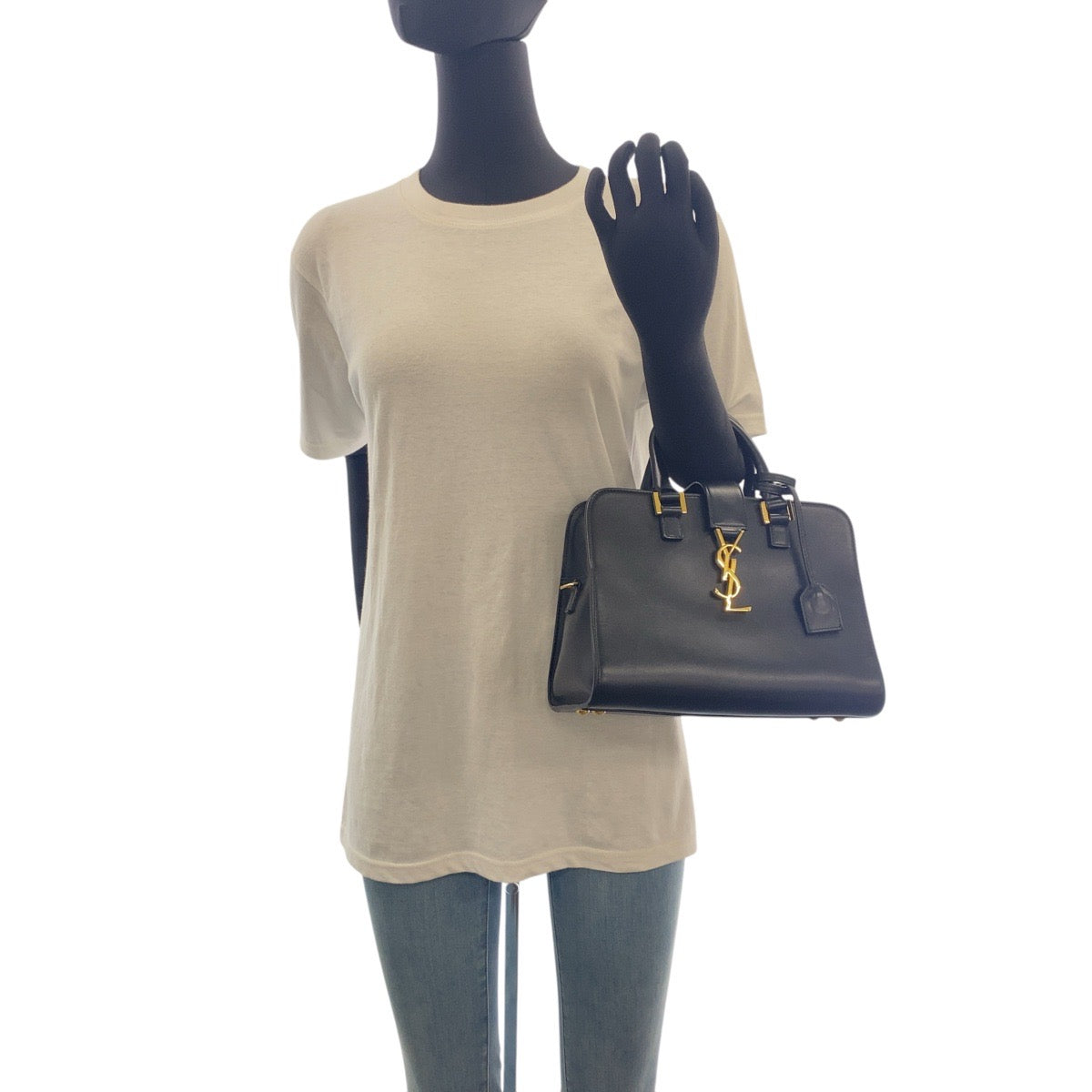 17267
YVES SAINT LAURENT イヴ サンローラン YSL カサンドラ ブラック 黒 ゴールド金具 レザー 568853 トートバッグ ハンドバッグ  レディース ABP78
