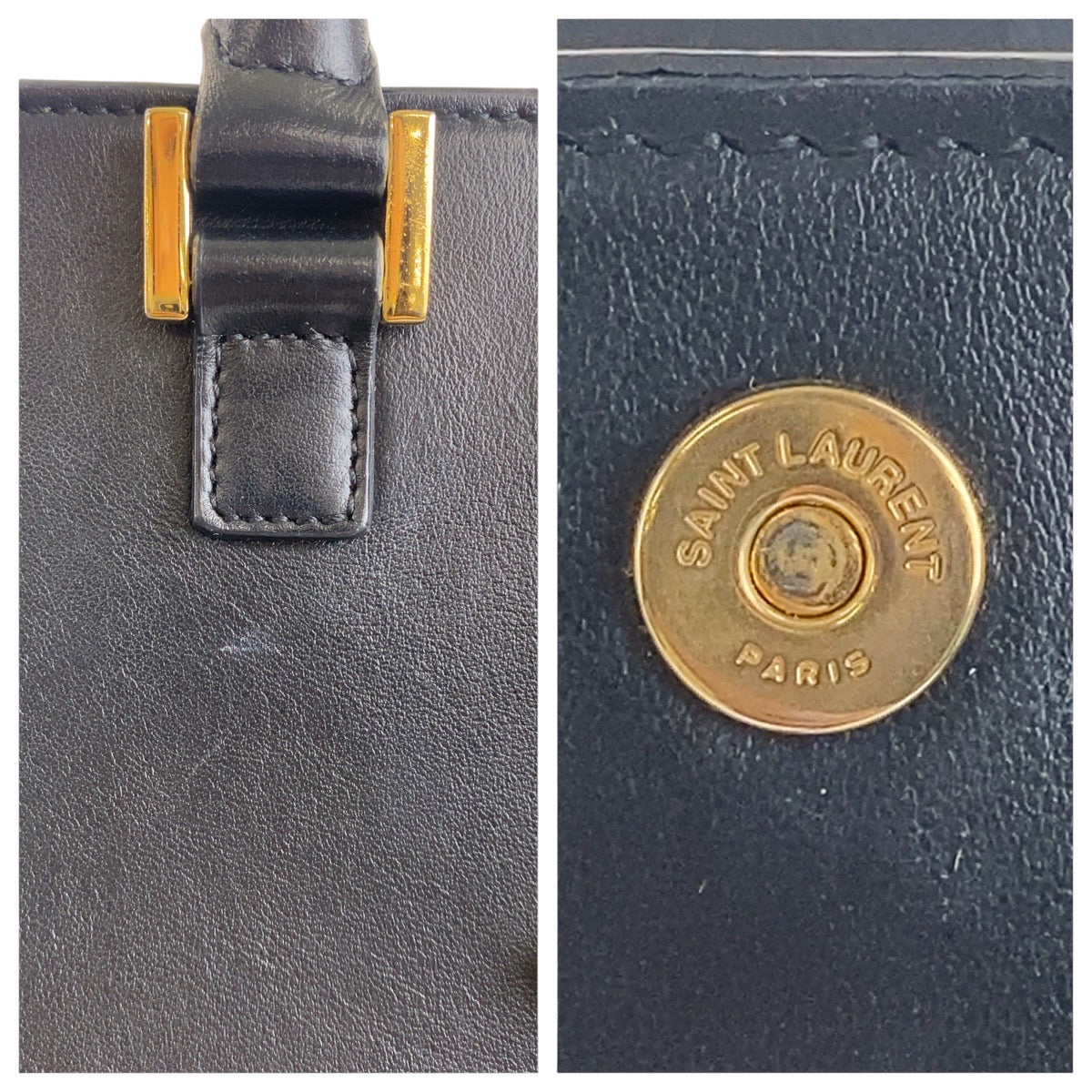 17267
YVES SAINT LAURENT イヴ サンローラン YSL カサンドラ ブラック 黒 ゴールド金具 レザー 568853 トートバッグ ハンドバッグ  レディース ABP78