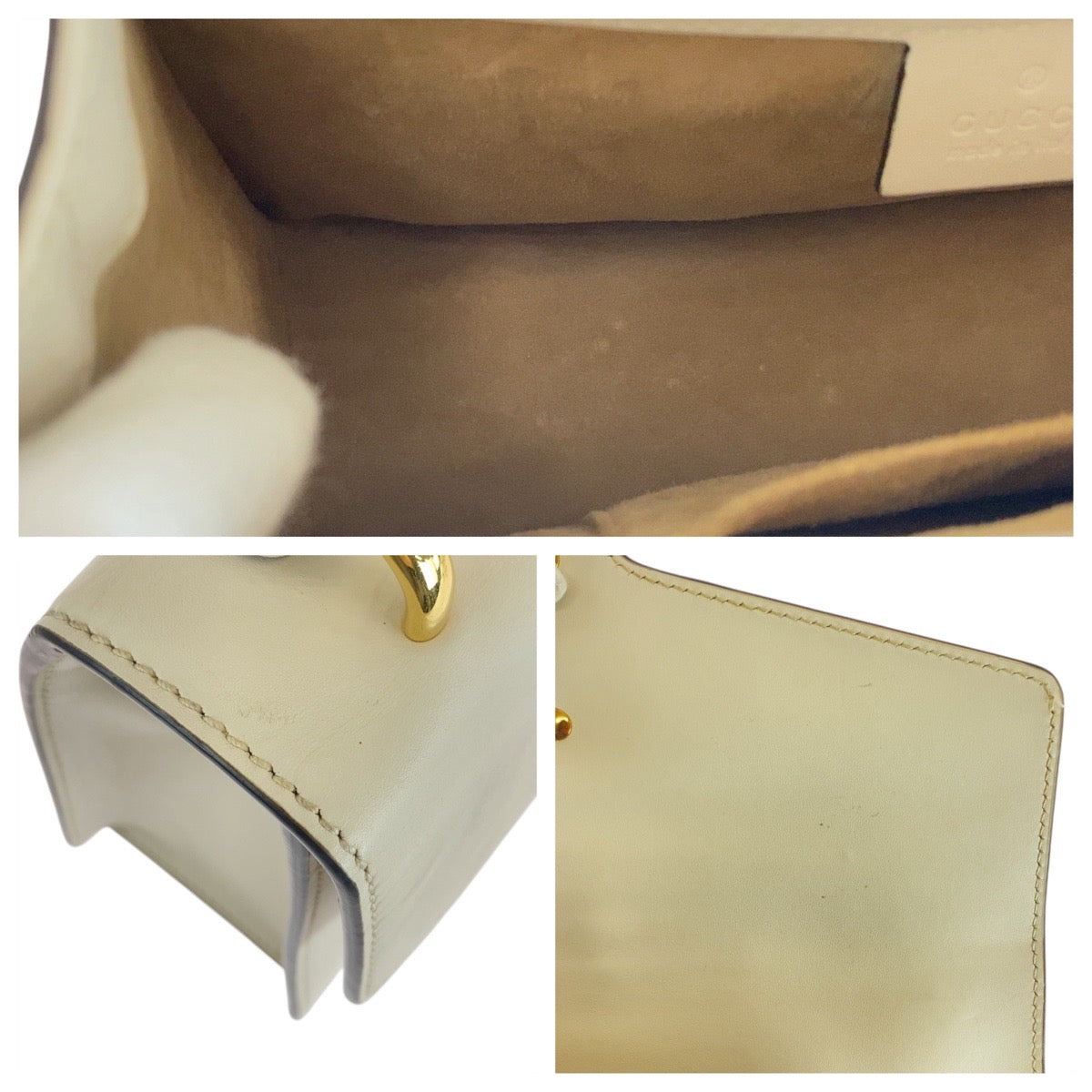 17270
GUCCI グッチ シェリーライン シルヴィ アイボリー 白 ゴールド金具 レザー 421882 ショルダーバッグ レディース AB74