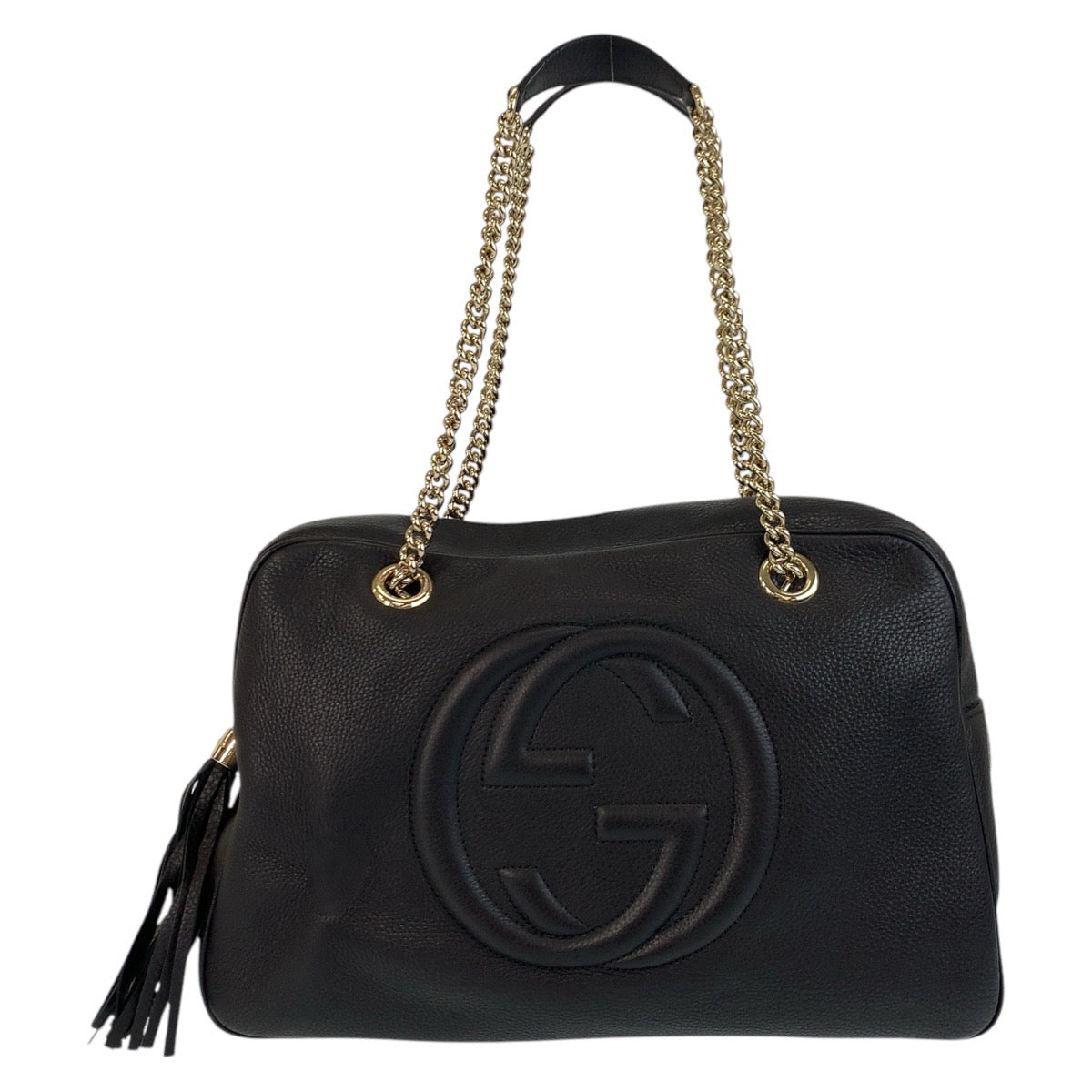 17271
GUCCI グッチ ソーホー ブラック 黒 ゴールド金具 レザー 353126 チェーン ショルダーバッグ ハンドバッグ  レディース AB74