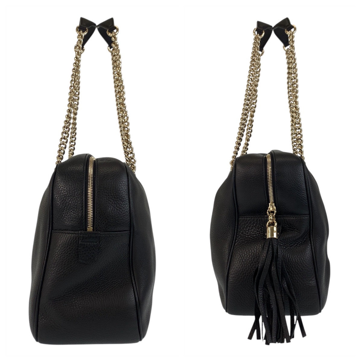 17271
GUCCI グッチ ソーホー ブラック 黒 ゴールド金具 レザー 353126 チェーン ショルダーバッグ ハンドバッグ  レディース AB74