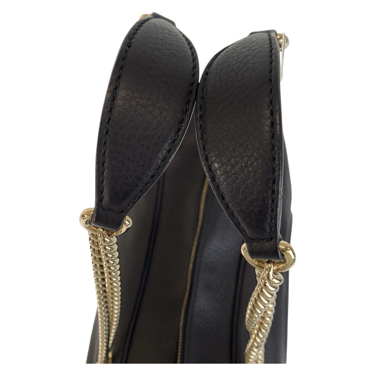 17271
GUCCI グッチ ソーホー ブラック 黒 ゴールド金具 レザー 353126 チェーン ショルダーバッグ ハンドバッグ  レディース AB74