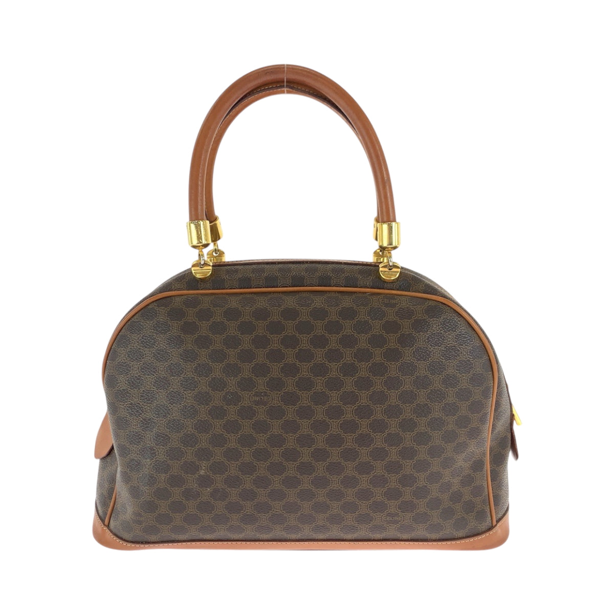17273
CELINE セリーヌ マカダム ブラウン ゴールド金具 PVC MC97/2 ハンドバッグ ミニボストンバッグ  レディース AB38