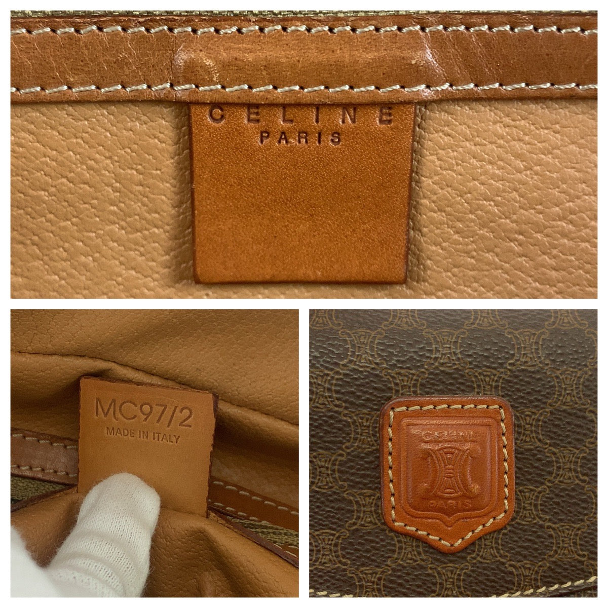 17273
CELINE セリーヌ マカダム ブラウン ゴールド金具 PVC MC97/2 ハンドバッグ ミニボストンバッグ  レディース AB38