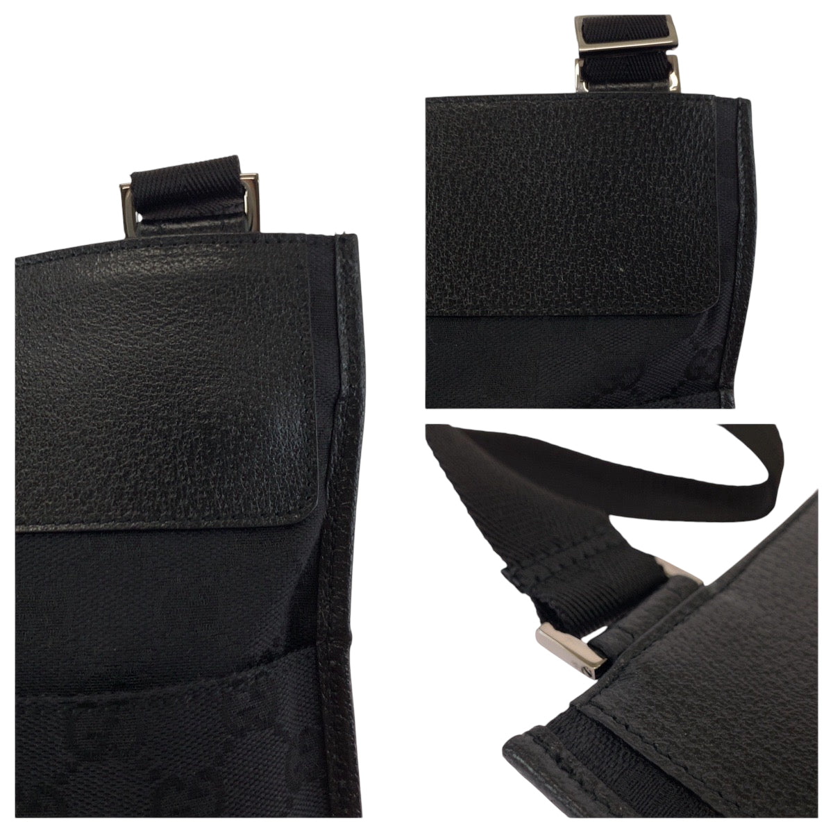 17281
GUCCI グッチ ブラック 黒 シルバー金具 GGキャンバス 27639 ショルダーバッグ サコッシュ  メンズ A43