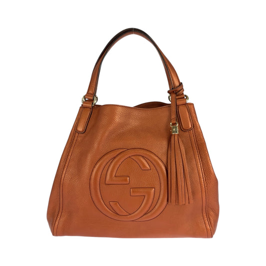 17282
GUCCI グッチ ソーホー インターロッキング フリンジ ブロンズ ゴールド金具 レザー 282309 ショルダーバッグ ハンドバッグ  レディース