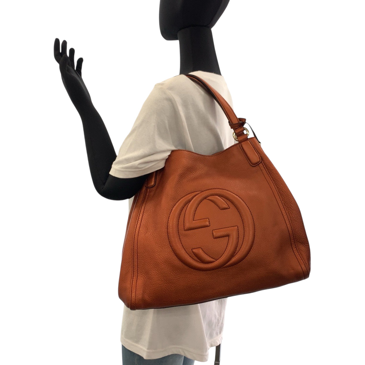17282
GUCCI グッチ ソーホー インターロッキング フリンジ ブロンズ ゴールド金具 レザー 282309 ショルダーバッグ ハンドバッグ  レディース