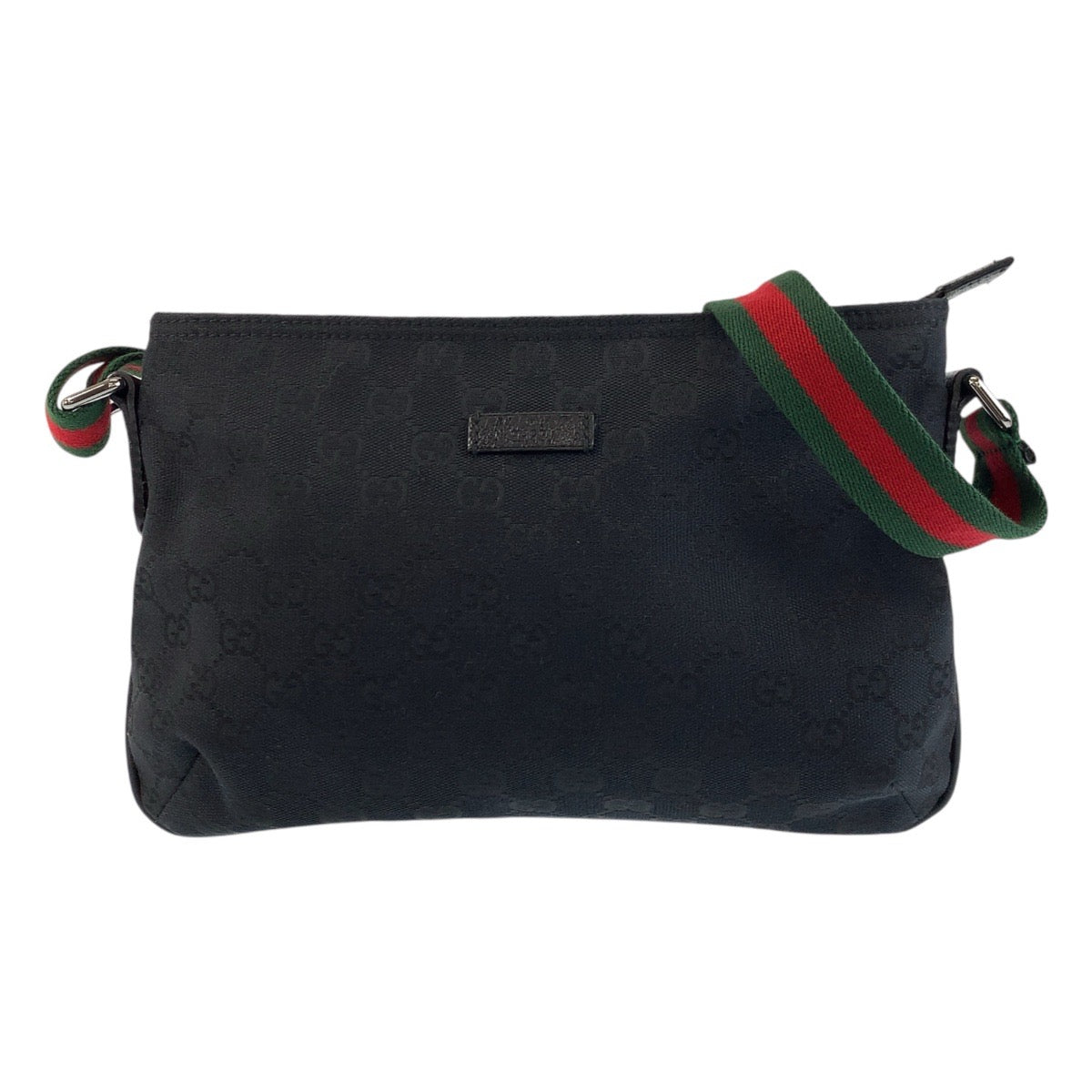 17283
GUCCI グッチ シェリーライン ブラック 黒 シルバー金具 GGキャンバス / レザー 189749 ショルダーバッグ ポシェット レディース A56
