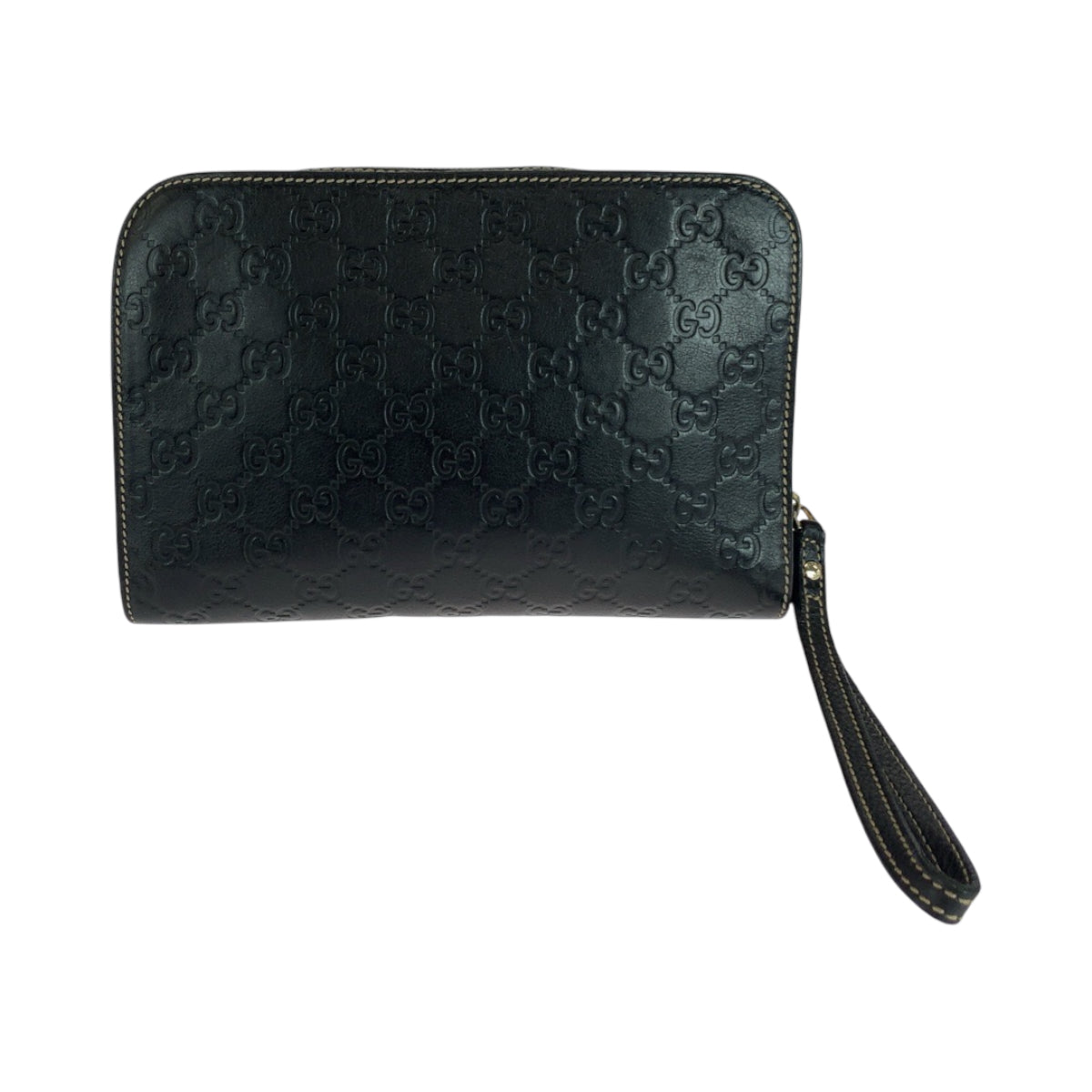17285
GUCCI グッチ グッチシマ ブラック 黒 ゴールド金具 レザー 201755 クラッチバッグ セカンドバッグ  メンズ ABP43