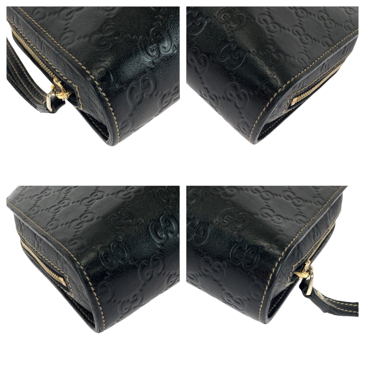 17285
GUCCI グッチ グッチシマ ブラック 黒 ゴールド金具 レザー 201755 クラッチバッグ セカンドバッグ  メンズ ABP43