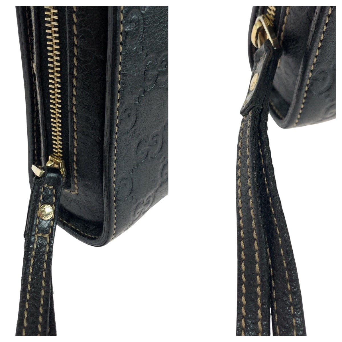 17285
GUCCI グッチ グッチシマ ブラック 黒 ゴールド金具 レザー 201755 クラッチバッグ セカンドバッグ  メンズ ABP43