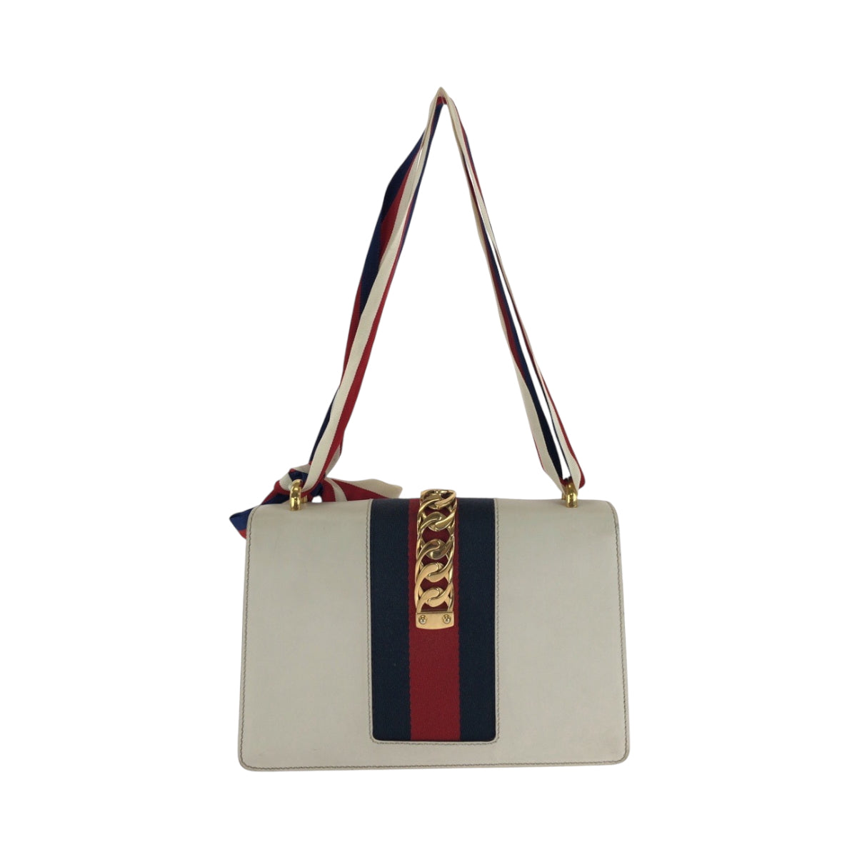 17287
GUCCI グッチ シェリーライン シルヴィ ホワイト グリーン レッド ゴールド金具 レザー 421882 ショルダーバッグ 肩掛け レディース AB65