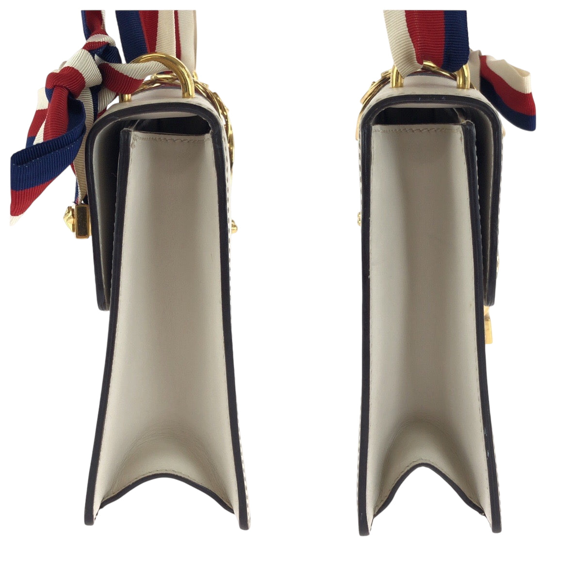 17287
GUCCI グッチ シェリーライン シルヴィ ホワイト グリーン レッド ゴールド金具 レザー 421882 ショルダーバッグ 肩掛け  レディース AB65