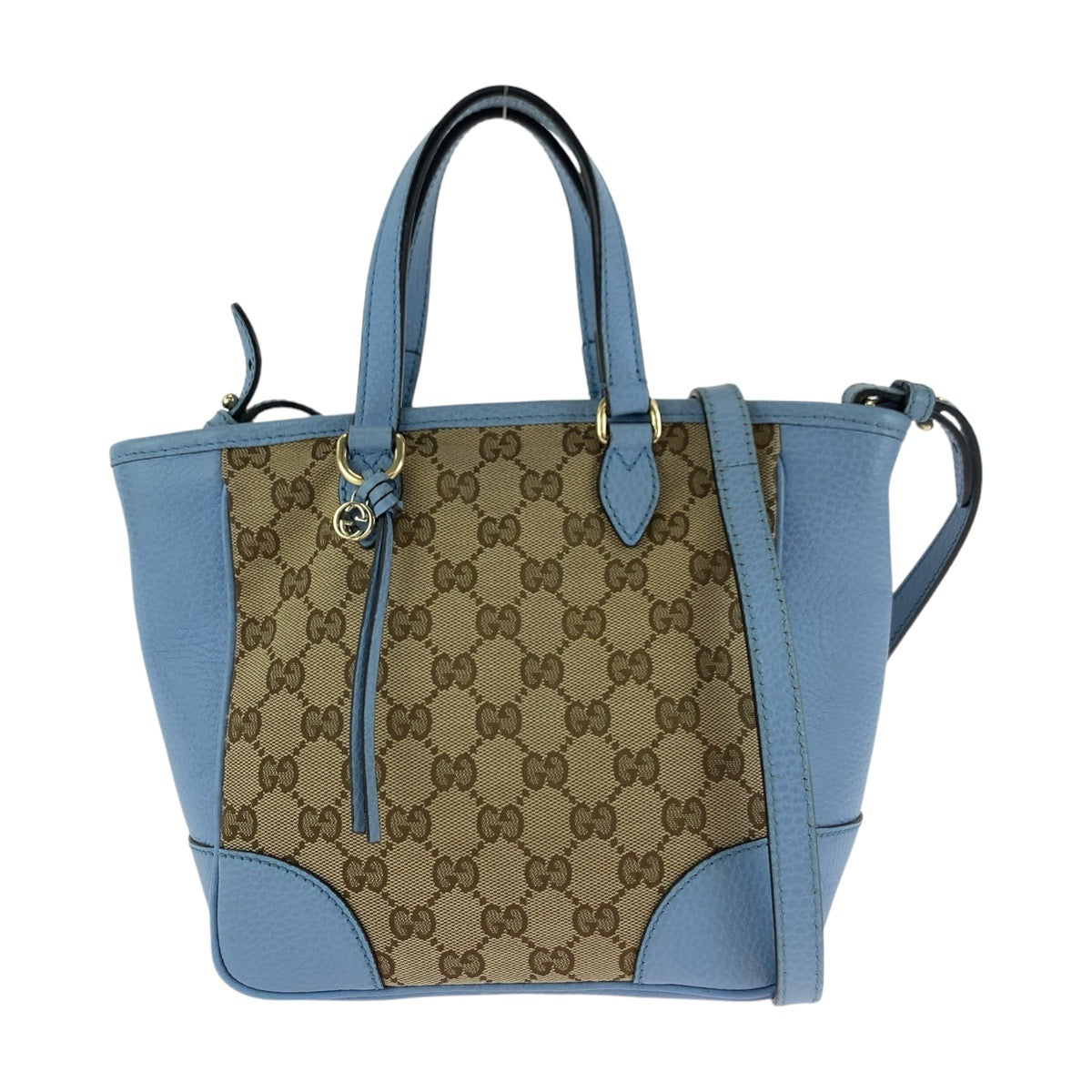 17288
GUCCI Beige Blue Gold Hardware GG Canvas / Leather 449241 Tote Bag Handbag Shoulder Bag 2way Women's ABP66