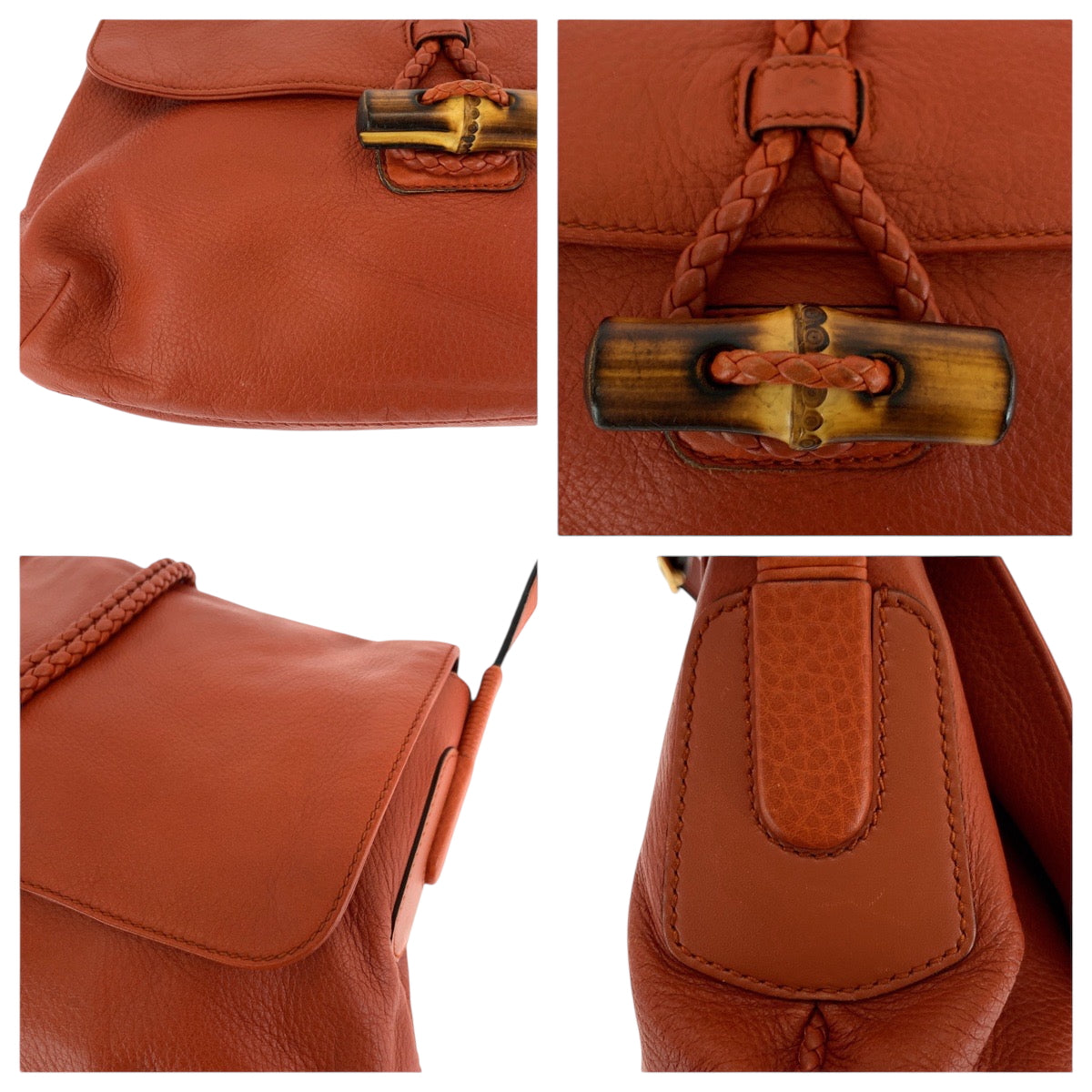 17289
GUCCI グッチ バンブー オレンジ ブラウン ゴールド金具 レザー 338985 ショルダーバッグ メッセンジャーバッグ レディース ABP65