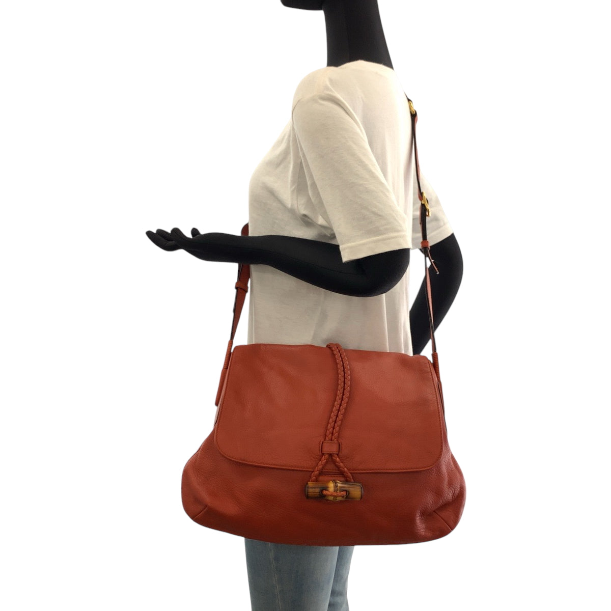 17289
GUCCI グッチ バンブー オレンジ ブラウン ゴールド金具 レザー 338985 ショルダーバッグ メッセンジャーバッグ  レディース ABP65