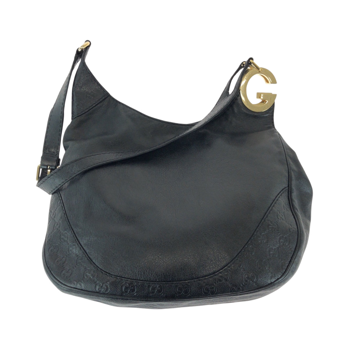 17294
GUCCI グッチ グッチシマ ブラック 黒 ゴールド金具 レザー 203503 ショルダーバッグ トートバッグ  レディース AB40
